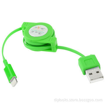 USB 2.0 to 8 Pin Sync Data/Charging Retractable Cable